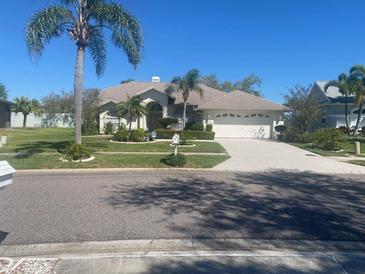 Charming single-story home with mature landscaping and a two-car garage at 1695 Stable Trl, Palm Harbor, FL 34685