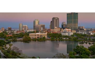 Beautiful aerial view of the city with a lake in the foreground, set against a backdrop of towering buildings at 777 3Rd N Ave # 1408, St Petersburg, FL 33701