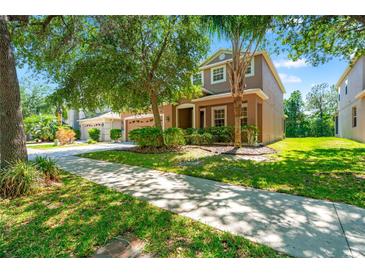 Charming two-story home with manicured landscaping and mature trees in a desirable neighborhood at 10617 Lucaya Dr, Tampa, FL 33647