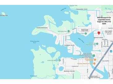 Map view highlights the location of 5425 Bluepoint Dr and nearby points of interest, including parks and waterways at 5425 Bluepoint Dr, Port Richey, FL 34668