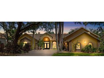 Beautiful home with a well-manicured lawn and mature trees, creating a welcoming curb appeal at 2513 Regal River Rd, Valrico, FL 33596