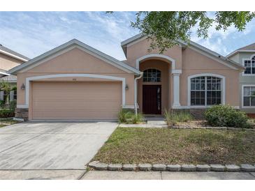 Charming single-Gathering home with a well-manicured lawn and two-car garage at 416 Durham Shore Ct, Apollo Beach, FL 33572