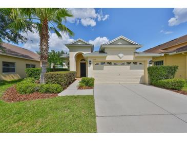 Charming single-story home with a two-car garage and well-manicured landscaping at 3315 Granite Ridge Loop, Land O Lakes, FL 34638