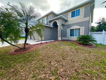 Beautiful two-story home with a well-maintained lawn and mature palm trees at 2820 Pankaw Ln, Valrico, FL 33596