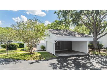 Charming home featuring a two-car carport and well-maintained front yard with mature trees and green grass at 4002 Cypress Ct # 4002, Tampa, FL 33618