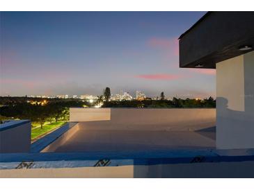 Modern rooftop view showcasing the cityscape skyline against a colorful evening sky at 2104 4Th S St, St Petersburg, FL 33705