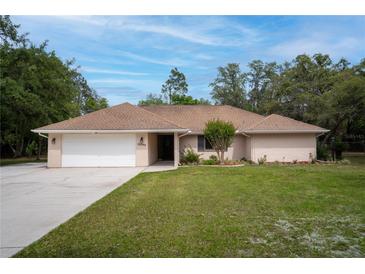 Well maintained single story home with a charming front yard and attached two car garage at 18546 Kelly Rd, Spring Hill, FL 34610