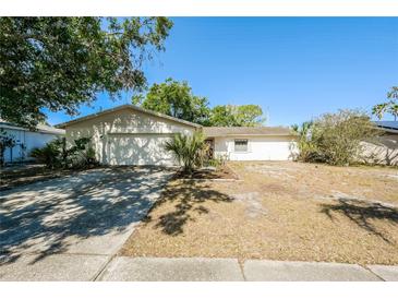 Charming single-story home featuring a two-car garage and well-lit driveway at 3719 Greenford St, Valrico, FL 33596