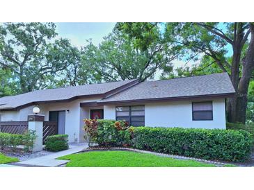 Charming single-story home featuring a well-maintained lawn and mature trees at 2910 Star Apple Ct, Palm Harbor, FL 34684
