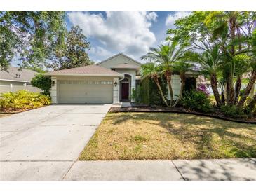 Charming single-story home with lush landscaping and a two-car garage at 2008 Berry Lake Dr, Brandon, FL 33510