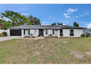 Charming single-story home with a black garage, black framed front door, black shutters, and a well-maintained lawn at 2219 Summit View Dr, Valrico, FL 33596