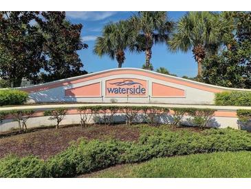 Waterside at Coquina Key South community sign featuring tropical landscaping and a welcoming entrance at 5012 Starfish Se Dr # B, St Petersburg, FL 33705