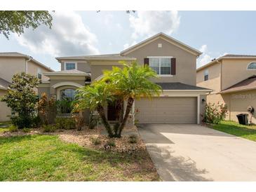 Charming two-story home with attached garage and well-maintained landscaping at 18424 Cypress Bay Pkwy, Land O Lakes, FL 34638