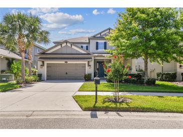 Charming two-story home with a well-manicured lawn, a two-car garage and mature landscaping at 9317 Bella Vita Cir, Land O Lakes, FL 34637