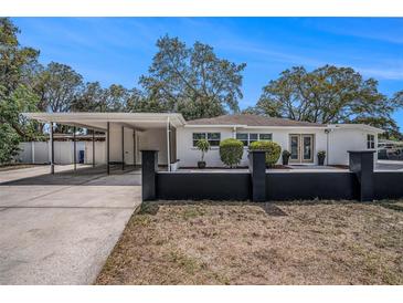 Charming single-story home showcasing a covered carport and landscaped front yard at 202 W Azalea Ave, Tampa, FL 33612