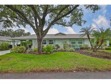 Charming single-story home with mature landscaping and a vibrant green lawn in a peaceful neighborhood at 1902 Hanson Ct # 308, Sun City Center, FL 33573