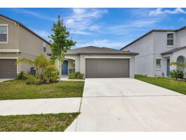 Charming single-Gathering home with a well-maintained lawn and a two-car garage on a sunny day at 7225 Ronnie Gardens Ct, Tampa, FL 33619