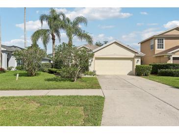 Charming single-story home featuring a well-manicured lawn and a two-car garage at 3311 Stonebridge Trl, Valrico, FL 33596