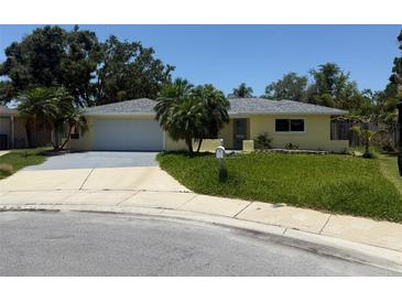 Charming single-story home with a two-car garage and well-maintained front yard at 1812 Hibiscus S Ct, Oldsmar, FL 34677