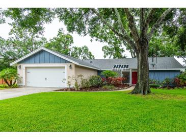 Charming single Gathering home with a well manicured lawn and attached garage at 14902 Foxhound Pl, Tampa, FL 33624