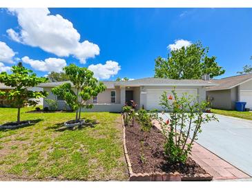 Charming single-story home featuring a well-maintained lawn and an attached two-car garage at 6705 Ranger Dr, Tampa, FL 33615
