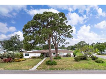 Charming home featuring well-maintained landscaping and a welcoming facade with mature shade trees in a serene neighborhood at 6801 Pinellas Point S Dr, St Petersburg, FL 33712