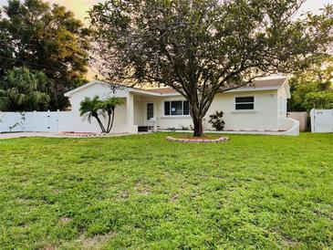 Charming single-story home with a well-manicured lawn and mature tree, offering great curb appeal at 6235 17Th N Ave, St Petersburg, FL 33710