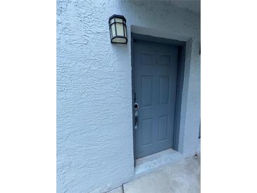 Inviting unit entrance, featuring neutral exterior door and textured stucco wall, offering a private welcome at 4129 Dolphin Dr # 103, Tampa, FL 33617