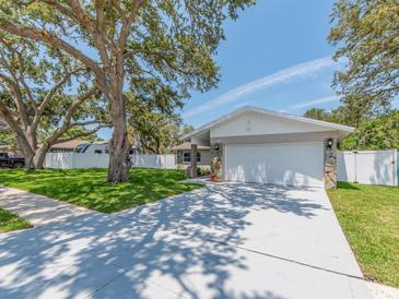 Charming single-story home featuring a two-car garage, stone accents and a well-manicured lawn at 9292 120Th Ln, Seminole, FL 33772