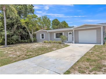 Charming single-story home with a well-maintained lawn and a driveway leading to an attached garage at 106 Avery Ave, Crystal Beach, FL 34681