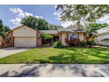 Charming single-story home with well-manicured lawn, mature landscaping, and inviting curb appeal at 3410 Briarwood Ln, Safety Harbor, FL 34695