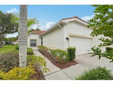 Charming single-story home with a well-manicured lawn and attached two-car garage at 10263 Devonshire Lake Dr, Tampa, FL 33647