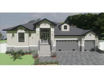 Elegant single-Gathering home boasts stone accents, two-car garage and lush landscaping at 24060 Peppercorn Rd, Punta Gorda, FL 33955