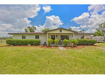 Charming single story home featuring well-manicured landscaping and a welcoming front porch at 3217 Mott Rd, Dover, FL 33527