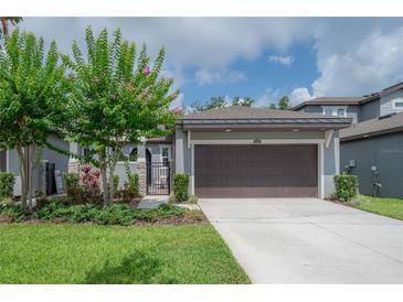 Charming single-Gathering home featuring a well-manicured lawn and a two-car garage at 212 Villa Luna Ln, Lutz, FL 33549