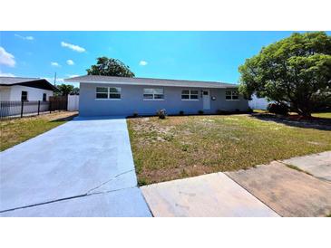 Charming single-story home featuring a long driveway, well-maintained lawn and mature landscaping at 5817 Liverpool Dr, Tampa, FL 33615