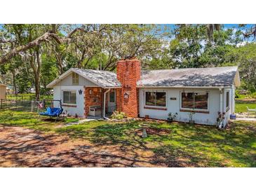 Charming single-story home with a brick chimney and inviting front yard, exuding curb appeal at 11912 Mcmullen Loop, Riverview, FL 33569