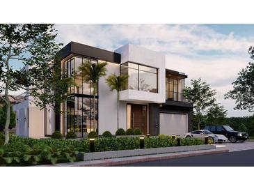 Stunning modern home featuring clean lines, large windows, and lush landscaping at 4103 W Knights Ave, Tampa, FL 33611
