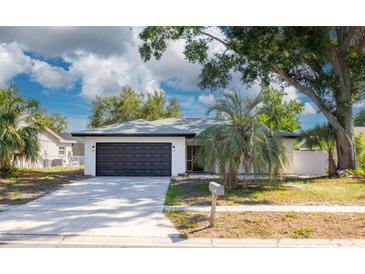 Charming single-story home with a well-maintained lawn, mature trees, and a two-car garage at 2436 Beacon Groves Blvd, Palm Harbor, FL 34683
