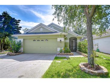 Charming single-story home with a well-maintained lawn and a two-car garage at 6628 Summer Haven Dr, Riverview, FL 33578