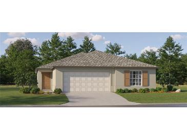 Charming single-story home featuring a two-car garage and a well-manicured lawn at 6496 Propel Run, New Port Richey, FL 34655