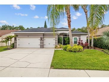 Beautiful single-story home with well-maintained landscaping, large driveway, and a three-car garage at 4505 Anaconda Dr, New Port Richey, FL 34655