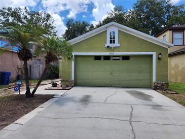 Green house with garage and driveway plus beautiful landscaping at 8313 Arabian Dunes Pl, Riverview, FL 33578
