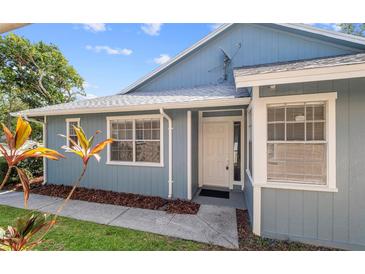 Charming single story home with a well-manicured lawn and inviting front door at 4418 Pine Meadow Ct, Tampa, FL 33624