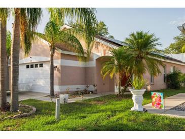 Charming single-Gathering home with a well-maintained lawn and beautiful palm trees, creating a tropical oasis at 814 Cape Cod Cir, Valrico, FL 33594