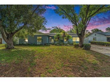 Charming single-story home featuring lush landscaping and mature trees in a well-maintained front yard at 919 Alpine Dr, Brandon, FL 33510