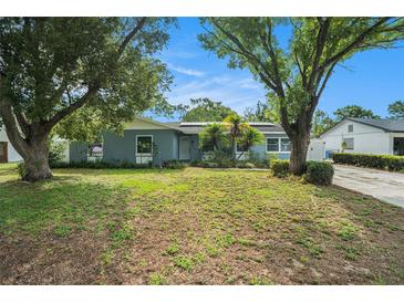 Charming single-story home featuring lush landscaping and mature trees in a well-maintained front yard at 919 Alpine Dr, Brandon, FL 33510