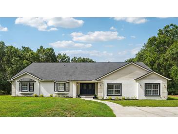 Charming home with a well-manicured lawn, showcasing its inviting curb appeal and a freshly painted exterior at 25238 Bunting Cir, Land O Lakes, FL 34639