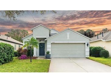 Charming single-Gathering home featuring a well-manicured lawn and a two-car garage at 14320 Tree Swallow Way, Lakewood Ranch, FL 34202