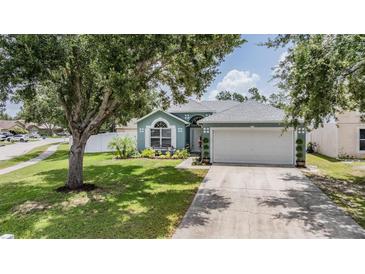 Charming single Gathering home with a well maintained lawn and landscaping at 5334 Tummel Ct, Wesley Chapel, FL 33545